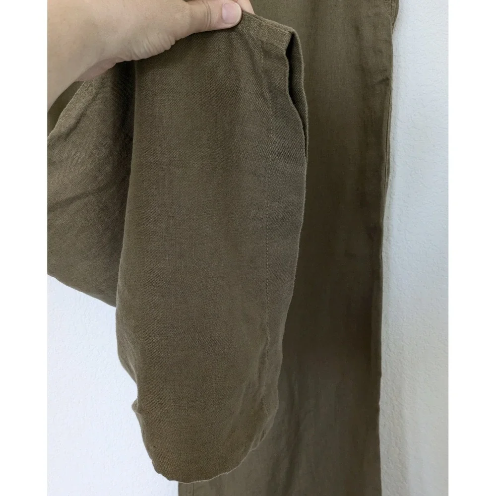 Madewell Linen Pleated Shell & Zoe Relaxed Wide Leg Pants Set Women's S/6P Olive